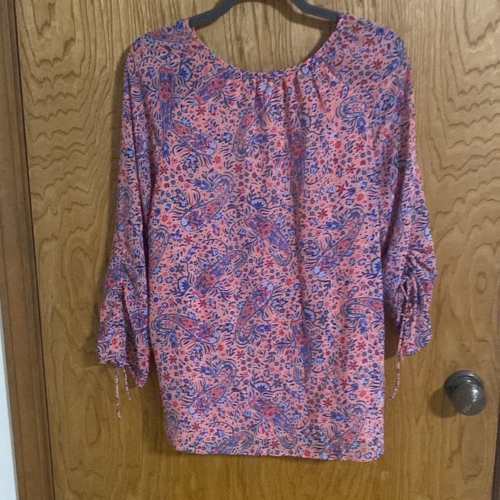 Westport beautiful blouse Large coral blue and reds - Picture 6 of 7